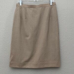 Talbots Petites Beige Wool Pencil Skirt Size 12 NWT